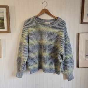 Universal Threads Cozy Ribbed Crewneck Sweater in Heathered Blue and Yellow